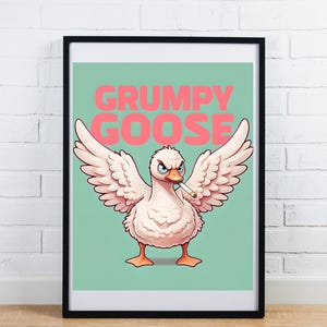 Funny Goose Matte Vertical Posters - Geese Wall Art, Animal Humor Print, Quirky Wildlife Decor, Vertical Poster Set, Matte Goose Prints