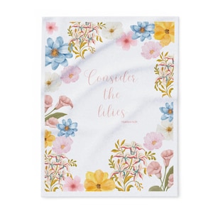 Fleece Blanket, Floral Biblical Blanket, Cozy Throw, Home Decor, Religious Gift, Christian Blanket