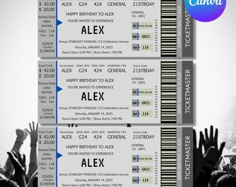 Editable Concert Ticket Template, DIY Birthday Ticket, Surprise Gift Custom Concert Ticket, Printable Concert Tickets Gift Idea, DIY Canva