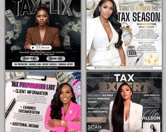 4X Tax Preparation Flyer Bundle, come Tax Preparer Flyers, Accounting Services Flyers, Digital Download, Credit Repair Flyer, Canva Editable