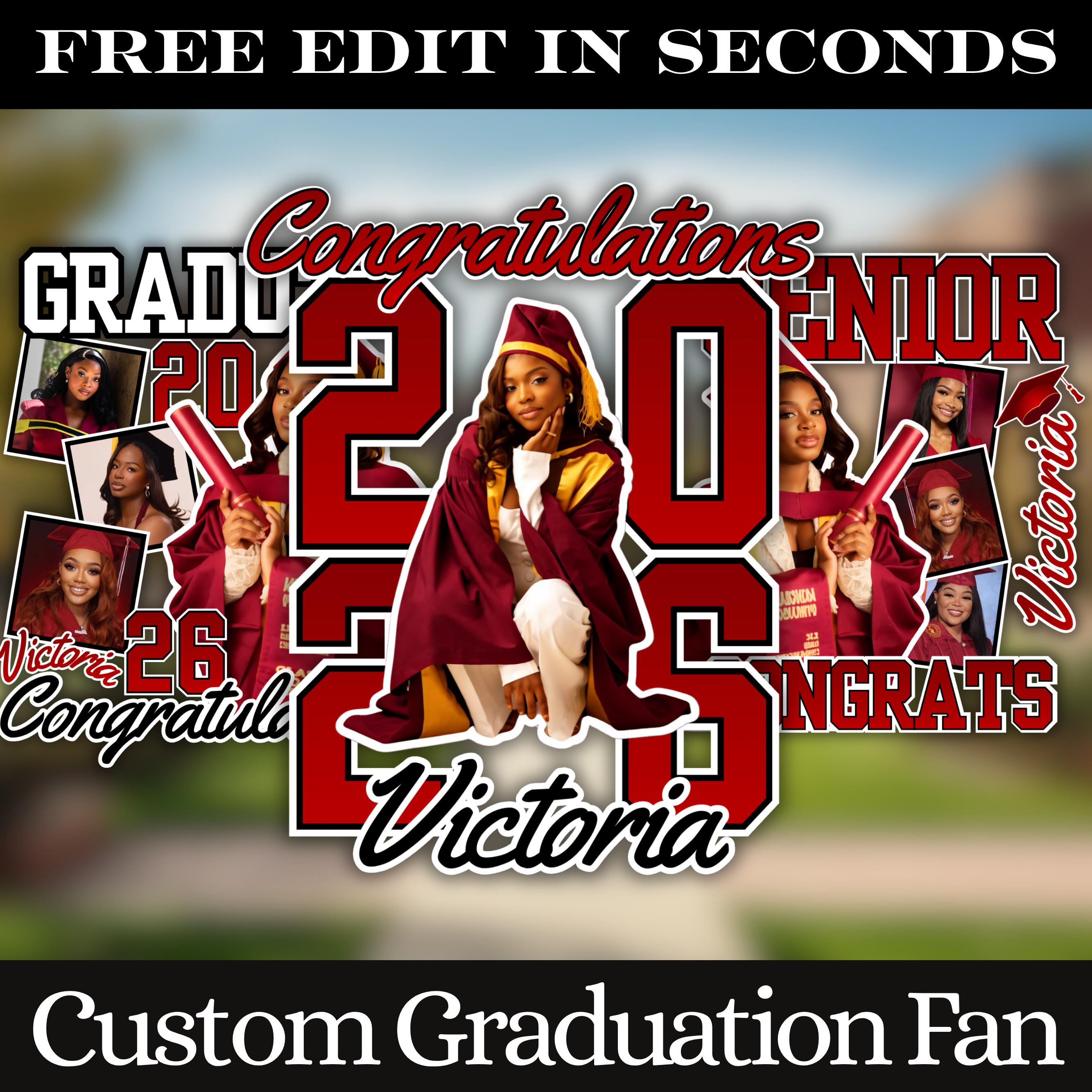 Grad Fan 2026 Canva Editable Template, Graduate Fans Senior, Graduation ...