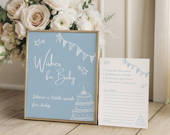 Wishes for Baby Set Baby Shower Activity Sign Card Set Digital Download Template