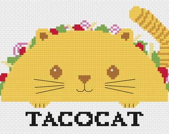 Tacocat cross stitch pattern