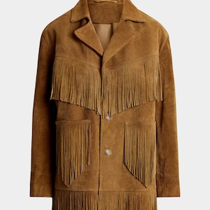 Damen Braune Wildleder Fransenjacke, Western Lederjacke, Vintage Cowgirl Mantel, Boho Style Geschenk für Sie