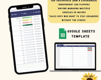 Car Sales Inventory Google Sheets Template | Car Flippers, Salespeople, Vehicle Management