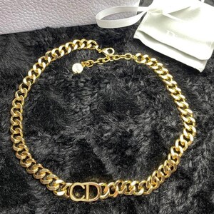 Christian Dior Gold Rope Chain CD Necklace
