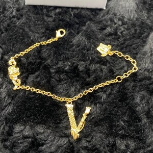 Versace Gold Curb Chain V Pendant Necklace