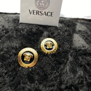 Versace Gold Medusa Queen Stud Earrings