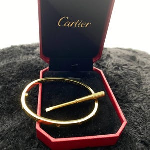 Cartier 18k Gold Screw Drive Bangle Bracelet