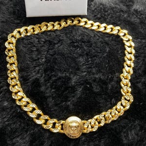 Versace Gold Curb Chain Medusa Lock Necklace