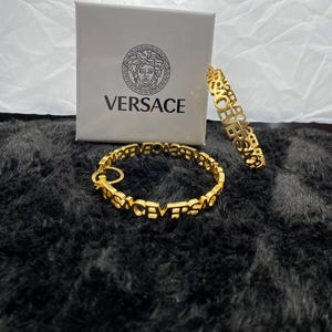 Versace Gold Monogram Hoop Earrings