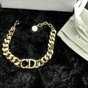 Christian Dior Gold Rope Chain CD Bracelet