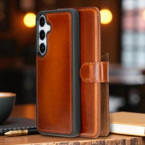 Leather Samsung Galaxy Case, Wallet Phone Case, Magnetic Detachable Cover, Personalised Samsung S22 S23 S24 S25 Ultra Plus, Case Z Flip 6