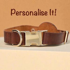Custom Leather Dog Collar with AirTag Holder – Personalised Name Engraved, Gift for Dog Lovers, Adjustable Pet Collar, 8 Colours