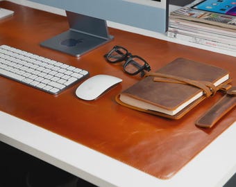 Monogrammed Leather Desk Pad: Genuine Leather Writing Mat