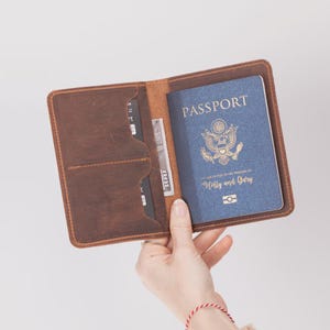 Personalized Leather Passport Holder Travel Wallet, Slim Passport Case, Custom Monogram, Perfect Gift for Travellers, Leather Anniversary
