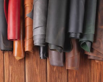Crazy Horse Leather Pieces: Full Grain Cowhide for DIY Crafts