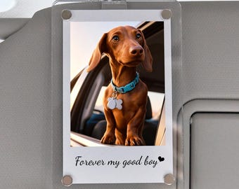 Personalized Dog Memorial Car Visor Clip, Pet Loss Gift, Custom Dog Photo Memorial, Pet Sympathy Gift, Dog Remembrance Keepsake