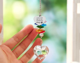 Pet Memorial Suncatcher Gift, Personalized Dog Cat Loss Ornament, Crystal Window Hanging, Custom Name Sympathy Gift