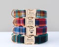 Personalized Scottish Tartan Plaid Dog Collar and Leash Set with Bow Tie, Custom Engraved Name Plate, Adjustable Puppy Collar, Pet Gift product logo