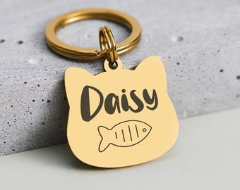 Kattenidentificatielabel: gratis dubbelzijdig gegraveerde naamsticker voor katten, aangepast kattenhalsbandlabel met naam/adres/telefoonnummer, gepersonaliseerd kattennaamplaatje, 6 kleuren