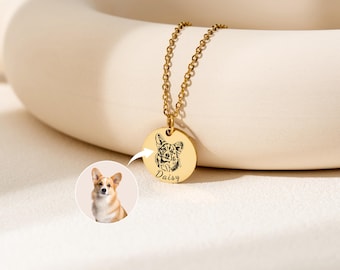 Benutzerdefinierte Haustier Foto Halskette, personalisierte Hunde- oder Katzen-Porträt-Anhänger, Erinnerung Schmuck Geschenkidee