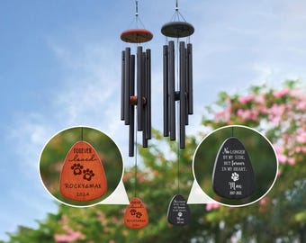 Handcrafted Pet Loss Wind Chime – Customizable Dog & Cat Tribute for Garden