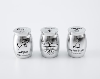Custom Pet Keepsake Urn - Engraved Memorial Urn, 4 Colors Stainless Steel, Personalized Dog Cremation Urn, Free Gift Bag for Ashes Holder