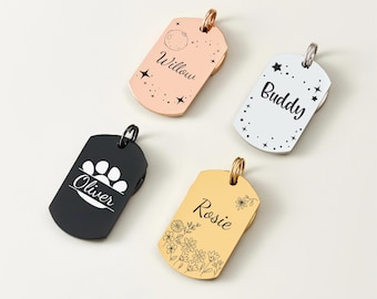 Personalisierte Haustiermarke, individuell gravierte Namensmarke für Hunde, langlebige Edelstahl-ID-Tag, Geschenk für Tierliebhaber, erhältlich in verschiedenen Farben