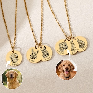 Benutzerdefinierte Haustier Porträt Halskette mit eingraviertem Foto, personalisierte Hund oder Katze Gedenkschmuck Geschenk