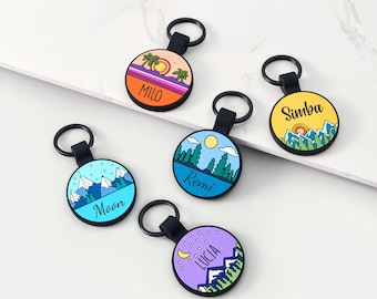 Soundless Silicone Dog Collar Tag, Custom Engraved Pet ID Tag, Double Sided Quiet Waterproof Dog Name Tag for Small or Large Dogs