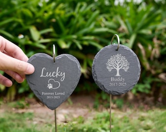 Custom Pet Grave Marker with Stake, Engraved Dog & Cat Memorial Garden Stone, Outdoor Remembrance Gift for Pet Owners
