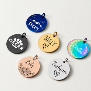 Custom Dog ID Tag, Double-Sided Engraved Dog Tag, Pet Name Tag for Dogs & Cats, Personalized Pet Collar Tag with Name/Phone, 6 Colors