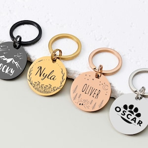 Custom Dog Collar Tag, Free Double-Sided Engraved Dog Tag, Silent Pet Name Tag for Dogs & Cats, Personalized Pet ID Tag with Name or Phone