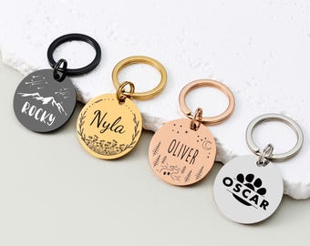 Custom Dog Collar Tag, Free Double-Sided Engraved Dog Tag, Silent Pet Name Tag for Dogs & Cats, Personalized Pet ID Tag with Name or Phone