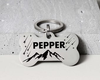 Cute Dog Name Tag, Personalized Bone Dog Tags, Puppy Collar Tag, Custom Stainless Steel Pet ID Tag for Dogs or Puppies, Durable and Stylish