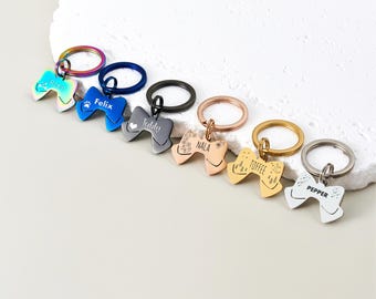 Cute Personalized Bow Dog Tag, Custom Dog ID Tag, Durable Stainless Steel Pet Tag, Engraved Name Tag Gift for Pet Owners