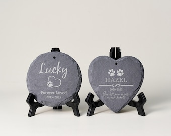 Personalized Pet Memorial Garden Stone with Stake, Custom Dog & Cat Grave Marker, Outdoor Tribute Gift for Pet Loss
