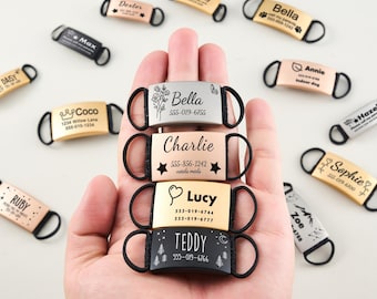 Silent Slide-On Dog Tag, Custom Silicone Pet ID Tag for Dogs and Cats, No Jingle Collar Name Tag, Engraved Contact Info, Unique Gift
