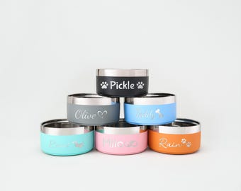 Comedero personalizado para perros con nombre, comedero de acero inoxidable personalizado para mascotas, comedero para perros y gatos, regalo grabado para mascotas, plato para comida y agua.