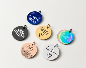 Custom Dog ID Tag, Double-Sided Engraved Dog Tag, Pet Name Tag for Dogs & Cats, Personalized Pet Collar Tag with Name/Phone, 6 Colors