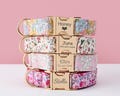 Personalized Floral Dog Collar with Bowtie, Leash, Custom Engraved Name Tag Metal Buckle, Adjustable Dog Collar, Multiple Colours, Pet Gift product logo