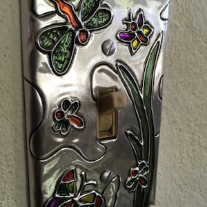 Dragonfly Butterfly Single Metal Silver Switch Plate Light Switch Cover Switchplate