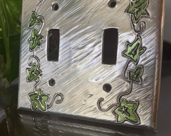 Ivy Green Ivy Double Silver Metal Switchplate Light Switch Cover Switch Plate Double toggle