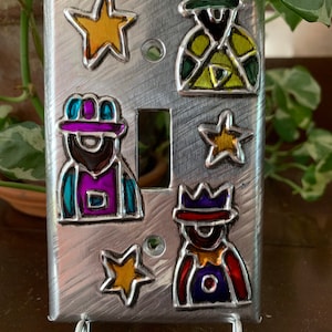 Reyes Magos Wise Men Puerto Rico  Single Silver Switch Plate   Toogle Switchplate Light Switch cover