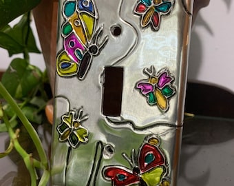 Butterfly Single Metal Silver Switch Plate Light Switch Cover Switchplate