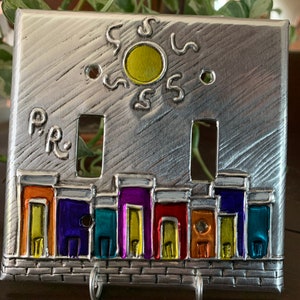 Viejo San Juan Old San Juan Puerto Rico     Double Silver Switch Plate  Toogle Switchplate Light Switch cover