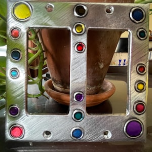 Colorful Circles Double Rocker Decora Silver Metal Switchplate Light Switch Cover Switch Plate