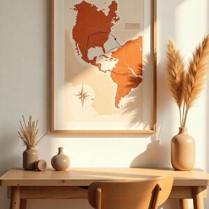 Vintage-Landkarte, Leinwandbild, perfekt für Heimdekoration, Reisebegeisterte, Geschenk für Abenteurer, Bürodekoration, Natur inspiriert