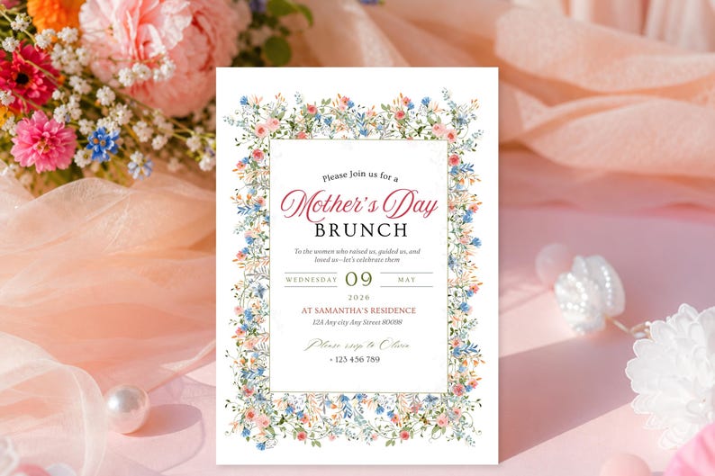 Mothers Day Elegant Invitation Card - Etsy UK